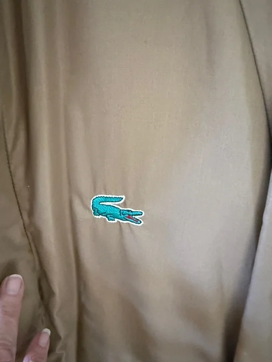 Lacoste Men's Tan Lightweight Raincoat/parka with Green Crocodile Logo - Picture 9 of 12